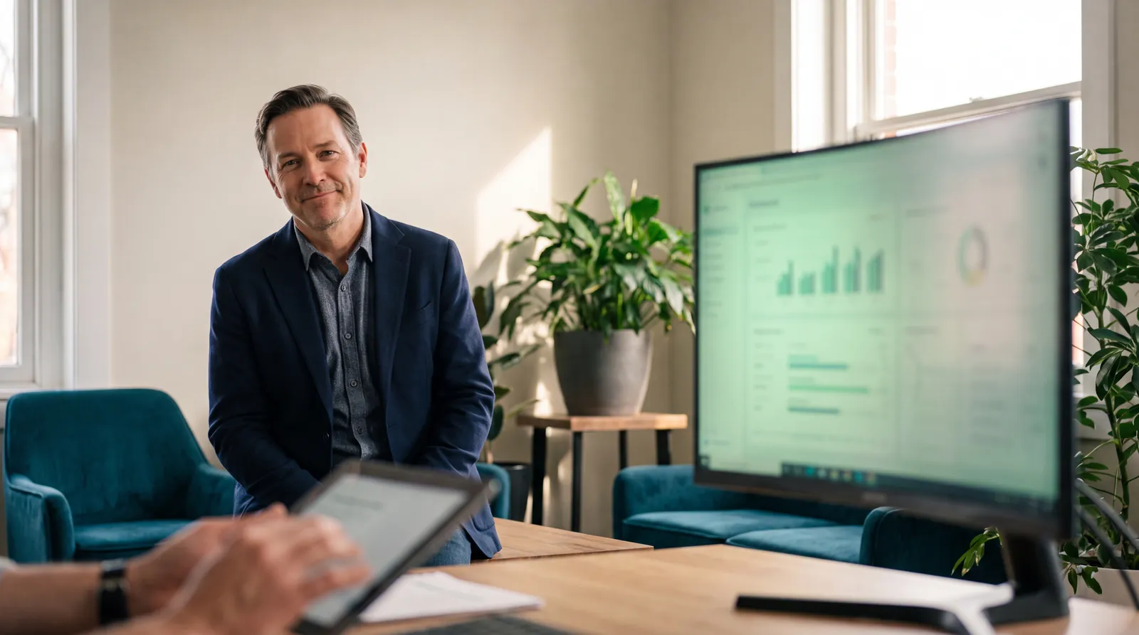 Business owner watching leads get instant AI responses so none go cold